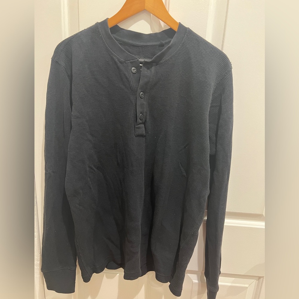Men's Black Rag & Bone Waffle Henley shirt size large